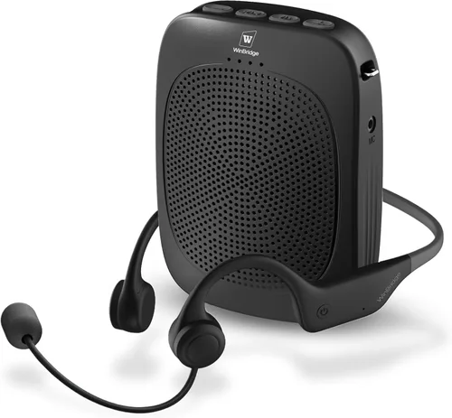 Amplificador de voz Bluetooth con micrófono inalámbrico con gancho para la oreja, micrófono inalámbrico con combo de altavoces, mini megáfono con
