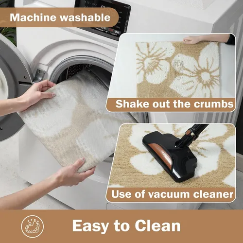 Miniatura 6 de Uphome Tapetes de baño para baño, 18 x 26, diseño floral, moderno, antideslizante, suave, lavable a máquina, absorbente, de secado rápido, tapete