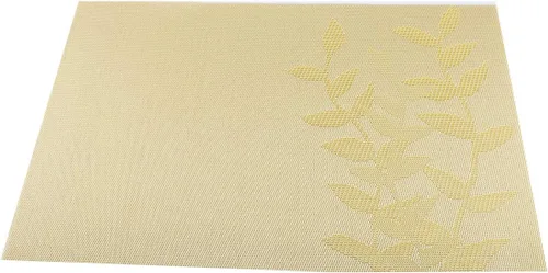 Juego de 6 manteles individuales de vinilo dorado con diseño floral resistente al calor para mesa de comedor, interiores y exteriores, tejido