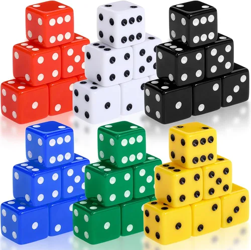 Miniatura 8 de Seenelling Juego de 36 dados para fiesta temática de casino de 0.79 pulgadas, acrílico grande, D6, opacos, a granel, para juegos de mesa
