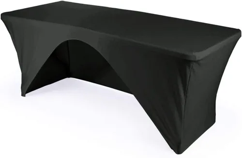 LA Linen Mantel de elastano con respaldo abierto para mesa rectangular de 6 pies, 72 x 30 x 30 pulgadas, color negro
