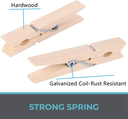 Miniatura 4 de 100 pinzas de madera para ropa de 3 pulgadas, clips de madera resistentes para colgar ropa, fotos al aire libre Madera-100 piezas-3 pulgadas