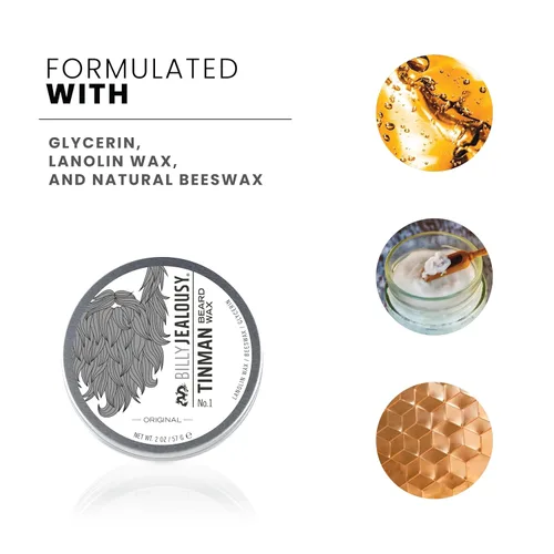 Miniatura 3 de Billy Jealousy Tinman - Cera para barba con fijación ligera y acabado mate, producto nutritivo para el cuidado de la barba formulado con cera