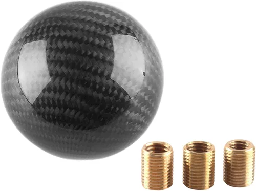 Pomo de palanca de cambios redondo de bola de 5 y 6 velocidades de fibra de carbono para vehículos manuales y automáticos con adaptadores M12x1.25