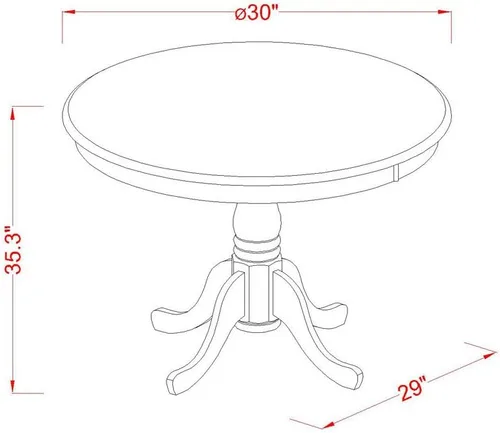 Miniatura 3 de East West Furniture EDT-BLK-TP Eden - Mesa de comedor redonda con base de pedestal, 30 x 30 pulgadas, color negro y cereza
