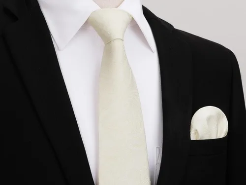 Miniatura 141 de HISDERN Corbatas para hombre, corbata de cachemira y bolsillo cuadrado tejido clásico floral para hombre, corbata de fiesta de boda
