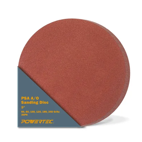 Miniatura 16 de POWERTEC 60 discos de lijado PSA de 5 pulgadas, 10 de cada uno de 60, 80, 100, 120, 180, 240 granos, papel de lija autoadhesivo surtido para paneles