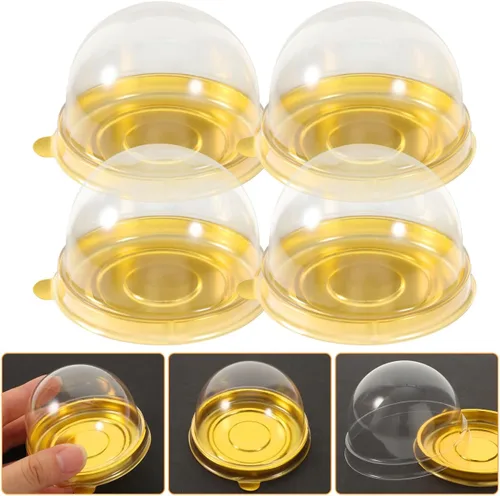 Miniatura 3 de NUOBESTY Caja de embalaje crujiente de yema de huevo redonda, contenedor de plástico transparente para pasteles pequeños y 2.75 x 2.75 x 1.77