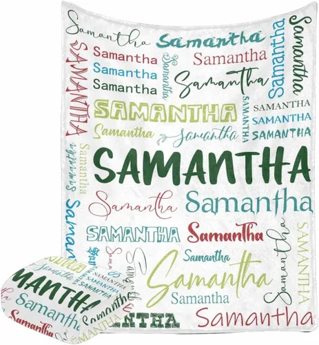Manta personalizada con nombre con fuente diferente y colorida para niños, mujeres y hombres, divertida decoración personalizada para el hogar, cama