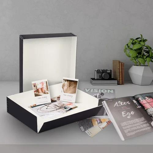 Miniatura 87 de Lineco Archival Caja de almacenamiento para impresión de 13x19 pulgadas, diseño frontal abatible, 13 1/2 x 19 1/2 x 3 pulgadas, color exterior: negro