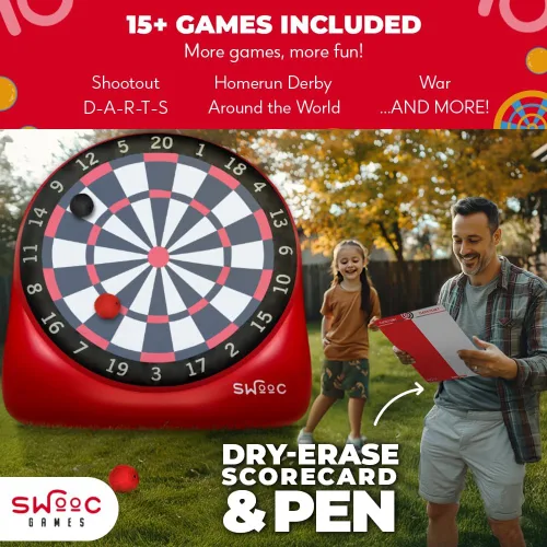 Miniatura 4 de Juegos SWOOC - Dardos gigantes inflables (más de 15 formas de jugar) - Pizarra gigante de dardos de fútbol con bomba de aire - Grandes