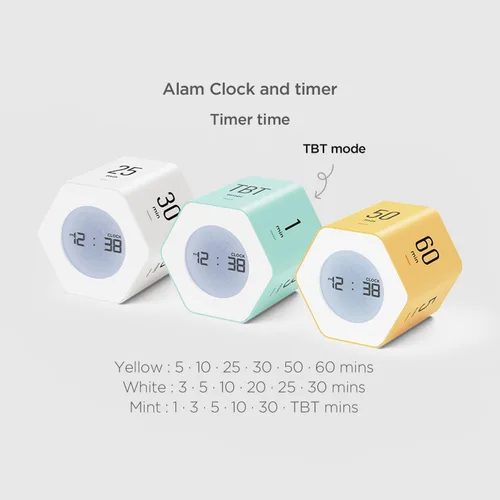 Miniatura 2 de mooas Reloj Cubo Multi-Hexágono, Reloj Digital, Temporizador Pomodoro, Pantalla Retroiluminada Modo 12/24H Contador de Tiempo Ascendente