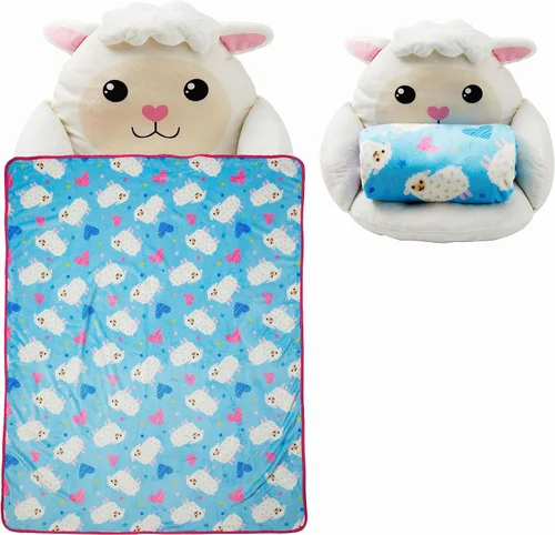 Miniatura 6 de Unicorns & Robots Almohada de cordero para niños con manta, cojín acogedor de animales de felpa, cojín acogedor para sala de juegos y decoración