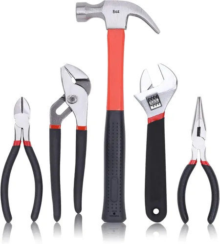 Miniatura 5 de FASTPRO Juego de herramientas de reparación del hogar de 215 piezas con bolsa de almacenamiento abierta de boca ancha de 12 pulgadas, kit de Rojo