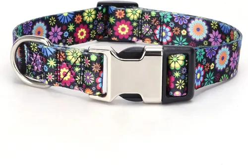 Miniatura 2 de Lindo collar para perros XS, pequeños, medianos y grandes, collar de nailon suave para mascotas, estampado 3D multicolor, collares ajustables
