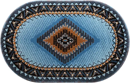 Miniatura 13 de Kingdom South West - Alfombra ovalada de nativos americanos, diseño bereber beige, D143 (3 pies x 4 pies 7 pulgadas, ovalada)