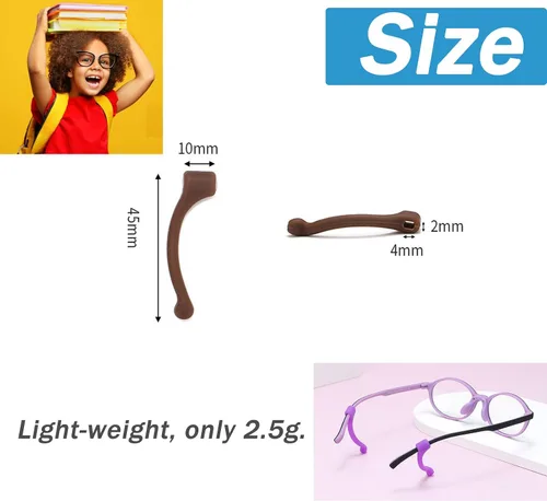 Miniatura 6 de Retenedor antideslizante para gafas, gancho para las orejas, retenedores de seguridad para gafas, funciona con patillas de 0.19 a 0.39 pulgadas, 10