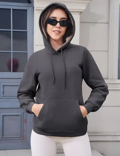 Miniatura 88 de MAGCOMSEN Sudaderas con capucha para mujer, con forro de sherpa, de vellón, para invierno, cálido, pesado, de algodón, con bolsillo