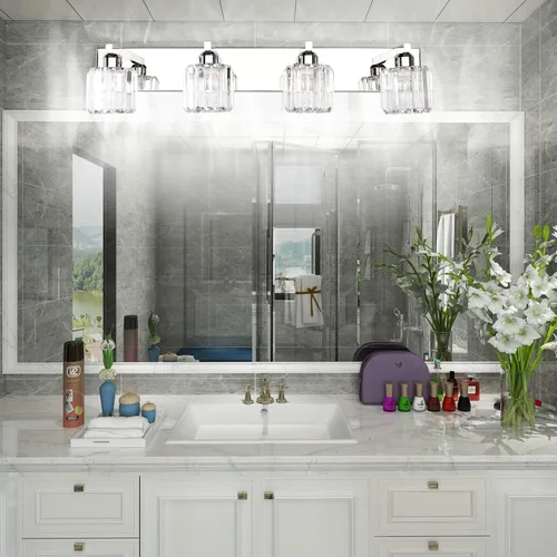 Miniatura 3 de Aipsun Lámpara de tocador de baño de cristal moderna, accesorios de iluminación de tocador de cristal para baño, 4 luces (no incluye bombilla)