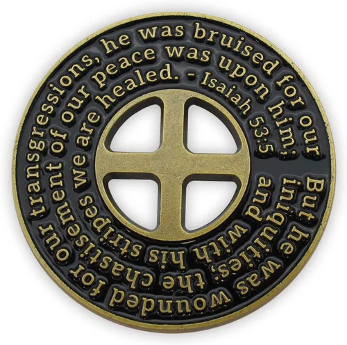 Miniatura 4 de Moneda de corona de espinas, paquete a granel de 10, por His Stripes We are Healed, regalo de Isaías 53:5, ficha de bolsillo de curación