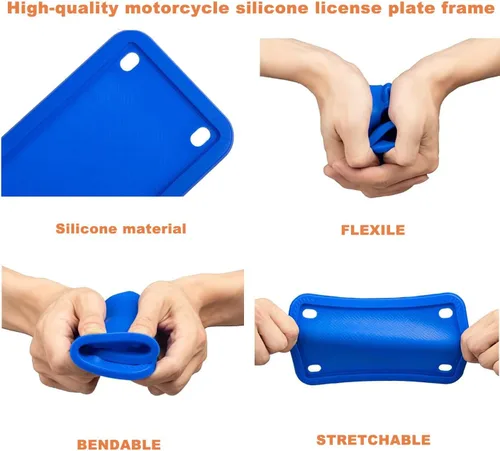Miniatura 3 de XCLPF Marcos de matrícula de silicona para motocicleta, soporte para matrícula de motocicleta de 4x7 pulgadas, placa trasera para motocicleta a Azul