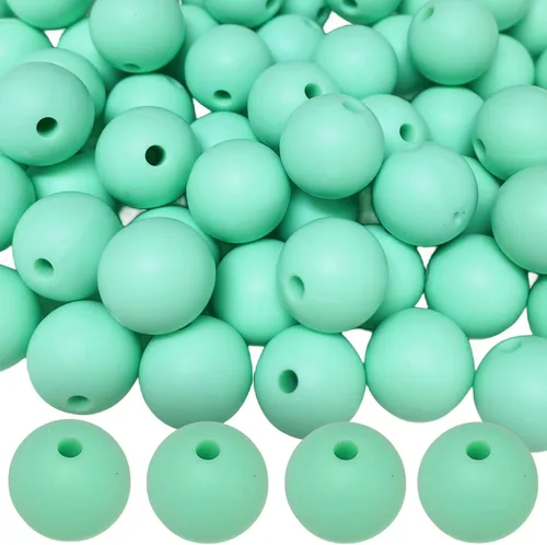 Miniatura 54 de Cuentas de silicona, 70 cuentas redondas de silicona de 0.472 pulgadas para hacer llaveros, pulseras, collares, aretes, joyas, manualidades (azul)