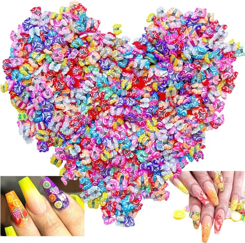 Rebanadas de polímero para arte de uñas, rebanadas de frutas para decoración de uñas y teléfonos celulares (mariposa)
