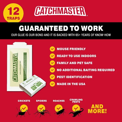 Miniatura 5 de Catchmaster Pro Strength - Juego de trampa de pegamento para ratones y insectos que se arrastran, paquete de 60 y 12 unidades de adhesivo adhesivo