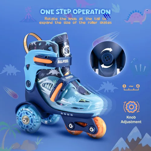 Miniatura 3 de SULIFEEL Patines de Ruedas Ajustables para Niñas Niños Infantiles, Ruedas Divertidas Iluminadas con Luz Flash de Tipo Equilibrio de Tres Puntos Azul