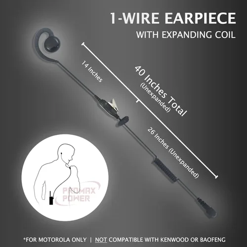 Miniatura 3 de PROMAXPOWER Auricular giratorio PTT de dos vías con forma de C de 1 cable para Motorola CP88, CP100, CP185, CP200D, CLS1110, CLS1410, RDM2070d