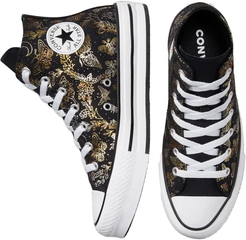 Miniatura 3 de Converse Youth Chuck Taylor All Star - Plataforma de elevación de EVA, brillo de mariposas, color negrodoradoblanco
