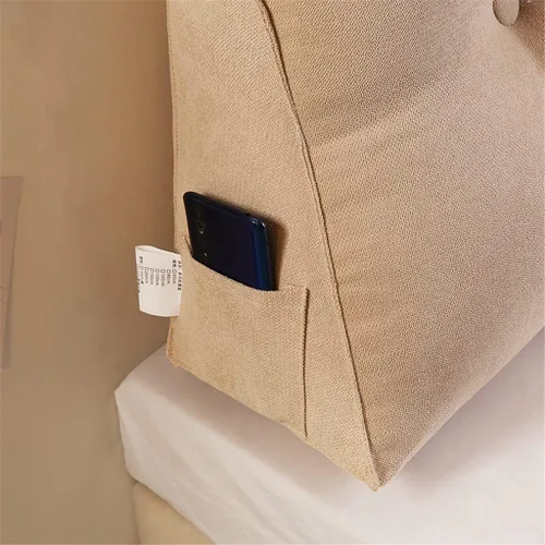 Miniatura 7 de Almohada para cabecero, almohada triangular de cuña para sofá cama, soporte para respaldo de cama, almohada de lectura, posicionamiento lumbar Beige