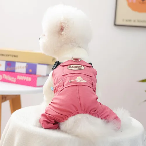Miniatura 42 de Ropa de invierno para perros, camisas a cuadros para mascotas, elegante mono con babero para perros pequeños, lindos dibujos animados, monos