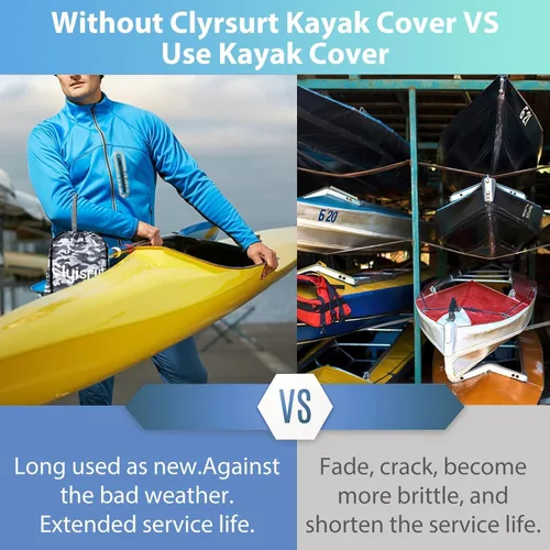 Miniatura 6 de Fundas impermeables para kayak de 10 a 16 pies para almacenamiento al aire libre, accesorios de cubierta de canoa, cubierta de lancha Oxford