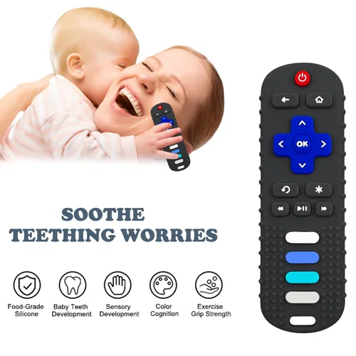Miniatura 3 de YAPROMO Juguetes de Dentición de Silicona para Bebés, Juguete Control Remoto para Bebés de 3-18 Meses, Juguete de Dentición Control Remoto para Negro