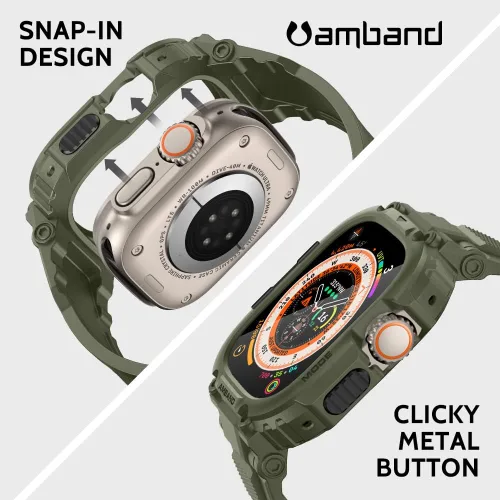 Miniatura 5 de amBand Bands - Funda protectora de pantalla compatible con Apple Watch Ultra 3/2/1 de 1.732 pulgadas, correa resistente M1 Sport Series y película