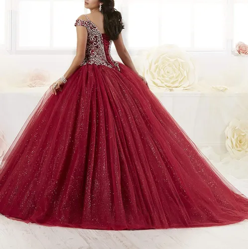 Miniatura 3 de Graceprom - Vestido abombado de quinceañera de cristal para mujer