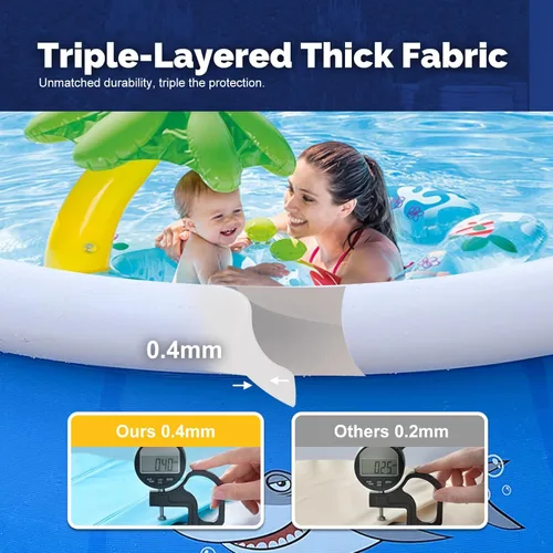 Miniatura 4 de DIMAR GARDEN Piscina inflable de 10 pies x 30 pulgadas, piscina de tiburón redonda con anillo superior de aire al aire libre Azul
