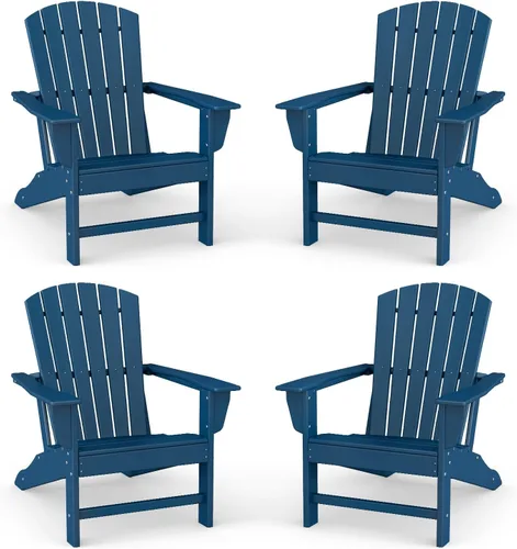 Miniatura 11 de BRIOPAWS - Juego de 2 sillas Adirondack Tamaño grande Silla para hoguera Plástico HDPE Para todo tipo de clima para terraza, al aire gris
