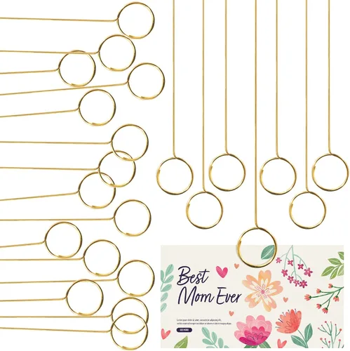 Miniatura 8 de 40 púas para tarjetas florales, soportes para fotos de corazón, palillo de púas para fotos, soporte para tarjetas de lugar floral dorado, clips