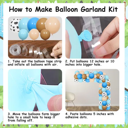 Miniatura 6 de Decoraciones de baby shower de animales de granja azules – Kit de arco de guirnalda de globos de animales de granja con fondo de bienvenida