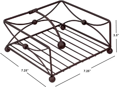 Miniatura 5 de Home Basics Arbor Collection - Servilletero rústico plano de acero con brazo giratorio pesado, dispensador de almacenamiento para encimera