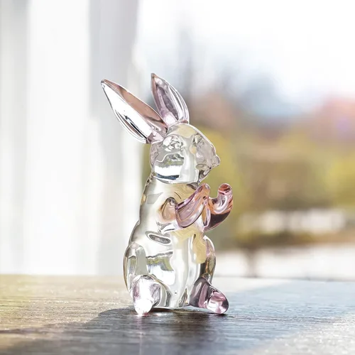 Miniatura 5 de HDCRYSTALGIFTS Figura de conejo de cristal de 3.5 pulgadas, coleccionables, decoración de conejito de Pascua, arte de cristal, pisapapeles, Pascua