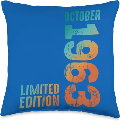 Since Month October Retro Vintage Year 1963 Birth Awesome Limited Edition October Retro Vintage 1963 Throw Pillow, 16x16, Multicolor
