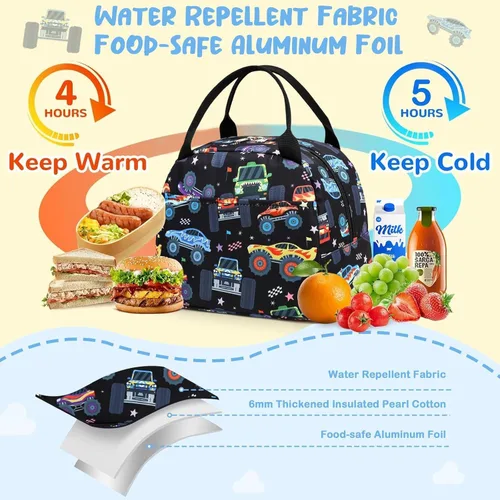 Miniatura 4 de CAMTOP Bolsa de almuerzo para niños, bonita lonchera aislada para niños y niñas, loncheras a prueba de fugas para la escuela