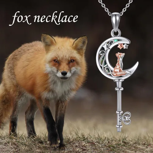 Miniatura 6 de Collar de plata de ley con colgante de zorroserpienteunicorniobúho en la lunaconejocaballo, joyería de regalo para mujeres, mamá, hermana