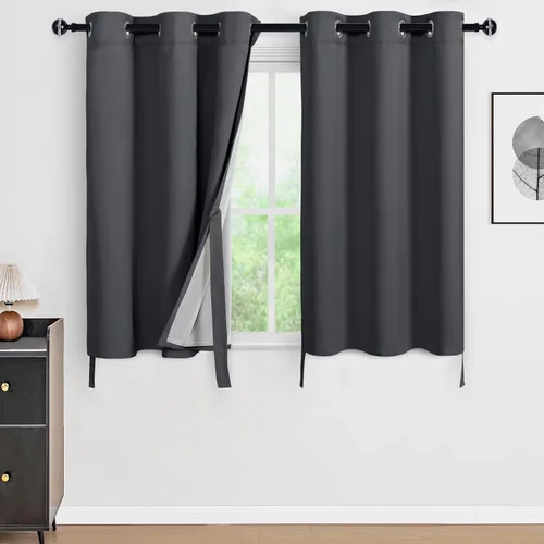 Miniatura 153 de DWCN Cortinas 100% opacas de 84 pulgadas de largo para dormitorio con forro negro, paneles de cortina de ventana de doble capa con aislamiento Azul
