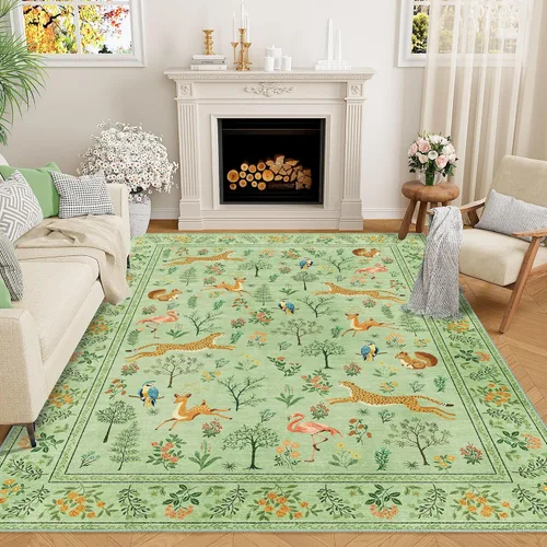 Miniatura 128 de DUKINO Alfombra de área de 6 x 9 pies, alfombra floral para sala de estar, ligera, antideslizante, lavable, alfombra de interior de pelo bajo