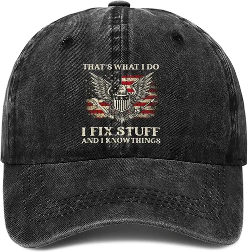 Miniatura 6 de I Fix Things Hat, I Fix Stuff and Know Things Sombrero para hombres, Thats What I Do I Fix Stuff Hat, Hat I Fix Stuff 8 (negro)