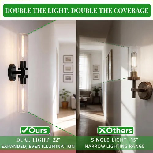 Miniatura 3 de Juego de 2 apliques de pared, lámparas de baño cableadas, iluminación de pared moderna para tocador de baño con pantalla de vidrio transparente